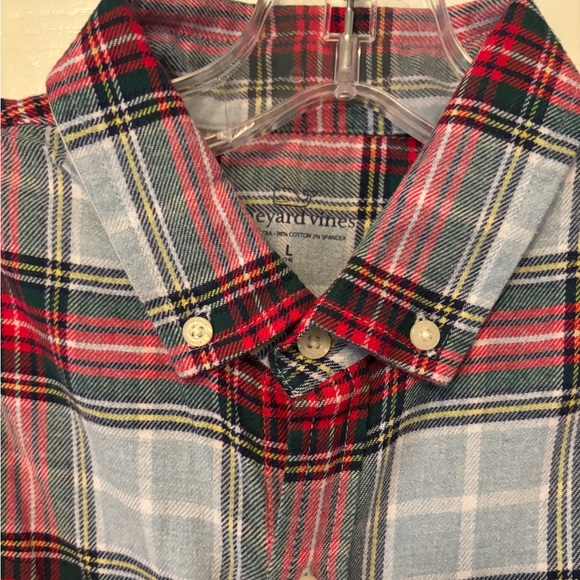 Vineyard Vines Kids Large Red and Gray Plaid Button Down Shirt - Picture 3 of 4